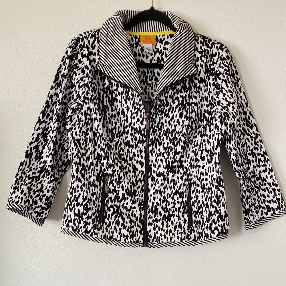 Ruby Rd. Leopard‎ Print Women's Jacket Cotton.